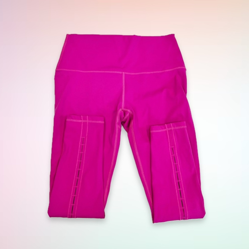 ZYIA Active Womens Size 4 Yoga Leggings 7/8 Length High Rise Pink Cut Outs - Picture 3 of 4